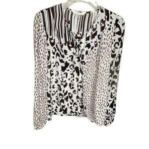 CAbi Faux Wrap Top Long Sleeve Animal Print Size XS